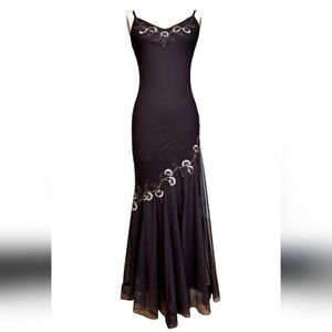 Xscape Silk Gown with Beaded & Embroidery Accents